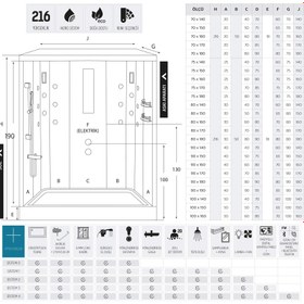 Resim Dikdörtgen Tekneli Masajlı | Buharlı Compact Duşakabin | Mod - 75x150 / Siyah / Tekneli 
