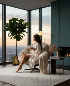 Resim Home Ronin 360 Derece Döner Mekanizmalı Berjer Tekli Koltuk - Modern Ve Şık Tasarım - Gri 