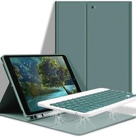 Resim M.TK moveteck Apple İpad Air 4 ve 5 Nesil 10.9 inç Tablet Klavyeli Kılıf Bluetooth Kalem Bölmeli Stand Manyetik, koyu yeşil, Tek Ebat, KLAVYEAİR4KOYUYEŞİL 