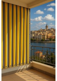 Resim Gencer Home Balkon Perdesi Kuş Gözü Ölçü Seçenekli Gri Sarı Gri 