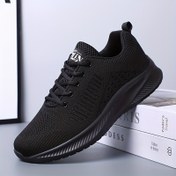 Resim Erkekler için Nefes Alabilir File Koşu Ayakkabıları - Siyah, Koku Önleyici, Kaymaz Yumuşak Tabanlı Spor Sneakerlar Her Mevsim İçin, Günlük Baba Ayakkabıları 