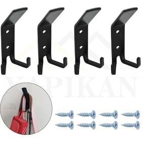 Resim Siyah Portmanto Koç Askı Çelik - Metal Okul Çanta Mont Askılığı - Vestiyer Duvar Askısı 