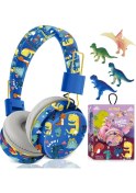 Resim Dinosaur Headphones, Suitable For Both Boys And Girls, Blue Bluetooth Children's Headphones 