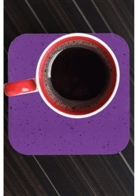 Resim 4 Adet Mor Renk Kum Desen Ahşap Türk Kahvesi Fincan Çay Kupa Ev Ofis Bardak Altlığı Altlık Mor 