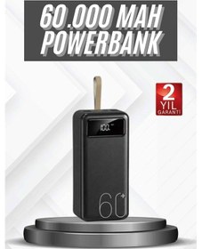 Resim Hızlı Şarj 4 Çıkışlı Powerbank 60.000 Mah Taşınabilir Dijital Gös renkli 