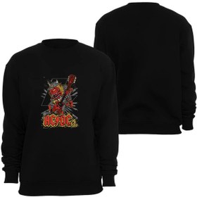 Resim ACDC Baskılı Unisex Bisiklet Yaka Sweatshirt SİYAH L 