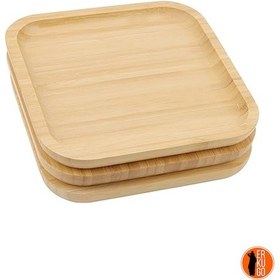 Resim 2 Adet Bambu Kare Servis Tabağı, Sunum Seti 25x25 Cm Bambu 