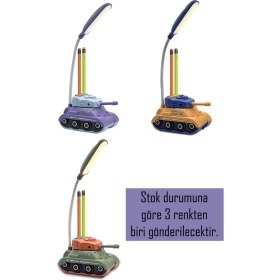 Resim summitsport Masa Lambası Kalemlikli Çocuk Masa Lambası Gece Lambası Çocuklar Için Gece Lambası Tankoyuncak Masa Lambası 