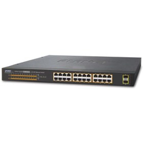 Resim Yönetilemeyen Switch (Unmanaged Switch) 24-Port 10/100/1000T 802.3at/af PoE+ Injector (Port başına 30.8 watt) (PoE Güç Bütçesi maks. 220 watt) 2 x 1000Base-X mini-GBIC/SFP yuva 