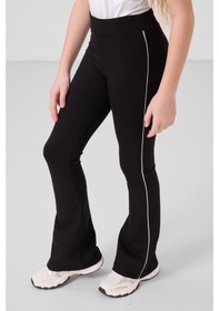 Resim Tommylife Taş-siyah Pamuklu O Yaka Standart Fit Basic İspanyol Paça Kız Çocuk Tayt Takım - 75192 Taş 