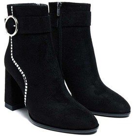 Resim Bestello Kalın Topuklu Neolit Topuklu Bot 281-5034 Kadın Bot Siyah Suet 