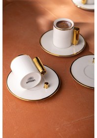 Resim Emsan Modern 80 Ml 6'lı Kahve Fincan Takımı Gold 