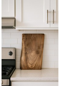 Resim Doğal Ceviz Ağacından Kesme Tahtası Ve Sunum Tahtası 40x21 Ahşap 