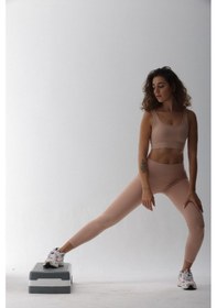 Resim Playsportswear Seamless Pudra Normal Bel Fitted Basic Sporcu Tayt Pudra 