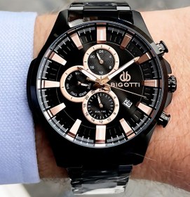 Resim Bigotti Özel Kutulu Orijinal Erkek Kol Saati 5 ATM Su Geçirmez Siyah Renk + Bileklik BME2010C5 