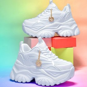 Resim Kadın Moda Ayakkabı, Tüm Mevsim Hafif Spor Ayakkabı, Soluk Mesh, EVA Taban, Kaymaz Platform Wedge, 6CM Yükseklik Artışı, Katı Renk, Kumaş Üst & İç, Moda Kaykay Tarzı 