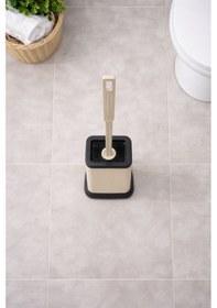 Resim Tuvalet Fırçası Standlı, Modern Banyo Wc Temizleme Fırçası Kare Bej S-220 Bej 