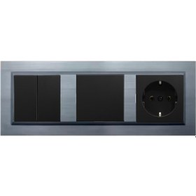 Resim Ovivo Quantum Gümüş 3'lü Set Komütatör, Anahtar Ve Topraklı Priz 