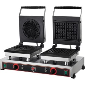 Resim Işıkgaz Silverinox Çiftli Çiçek+Kare Waffle Makinesi 