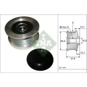 Resim Alternatör Kasnağı Rulmanlı Accent-Getz-Matrıx 1.5 Crdı 02 6 Kanal 535011010 