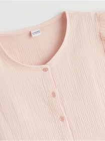 Resim LC Waikiki M&B Collection Pembe V Yaka Fırfır Detaylı Müslin Kız Çocuk Gömlek 