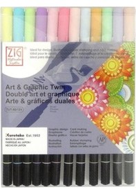 Resim Supertrend Art & Graphic Twin Marker Brush Pen Çift Uçlu Çizim Kalemi Seti 12 Renk Pastel Colors Görsel Rengi 
