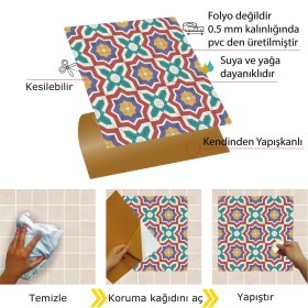Resim Tink Kendinden Yapışkanlı Kontrast Yıldız Desenli Pvc Karo 30X30 cm (11 Adet) 1m2 