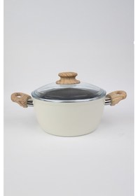 Resim Masterchef Kristal Seramik Tencere 22 Cm Bej 