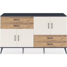 Resim Arges Konsol 3 Raflı 4 Çekmeceli 4 Kapaklı 176x30x99 Antrasit-ayt Antrasit-aytaşı/çam 