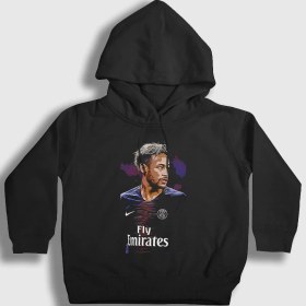 Resim Presmono Unisex Çocuk Siyah Psg Soccer Futbol Neymar Jr Kapüşonlu Sweatshirt 