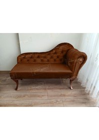 Resim Ters Kol Dekoratif Bihter Koltuk Josefin Puf 130 Cm Ceviz Ayak Kahve 