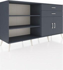 Resim Hyperion Konsol 3 Raflı 2 Çekmeceli 2 Kapaklı 176x44x99 Antrasit- Antrasit-antrasit 