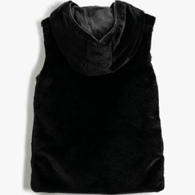Resim Kız Çocuk Basic Peluş Yelek Kapüşonlu 