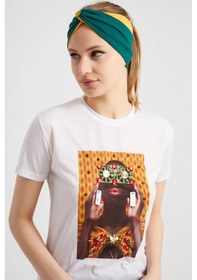 Resim Butik Tasarım Kadın Bandana Saç Bandı, Ekstra Yumuşak, Esnek, Doğal, Pamuklu Penye - Tek Ebat / Zümrüt Yeşili Hardal Zümrüt Yeşili Hardal 