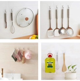 Resim MEKs Mutfak Banyo Kendinden Yapışkanlı Şeffaf Askı 5 Li Set 