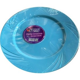 Resim Kullan At Parti Davet Sunum Servis Plastik Sert Mika Tabak - 26 Cm. - Turkuaz - 6 Adetlik 5 Paket 