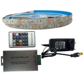 Resim Rf Kumandalı Rgb Şerit Led Set 5050 Ledli 3çipli 5metre Silikonlu 