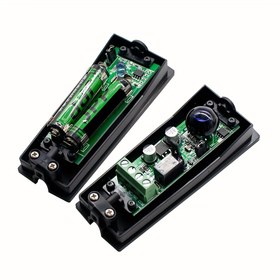 Resim 12-24V DC Kablosuz Kapı Çubuğu Sensörü Dedektörü Alarm Fotoelektrik Tüpü Pil ile Çalışan, Kayar ve Salınan Kapı Açıcılar ve Engeller için Uygun. Otomatik Kapılar için Kablosuz Pil ile Çalışan Kızılötesi Güvenlik Çubuğu Fotoelektrik Sensörü, 15 Metre Menzilli Kızılötesi Fotoelektrik Tüpü Kapı Motoru için Kullanılır, Elektronik Engelleme Çit Alarmları için Kullanılır. 