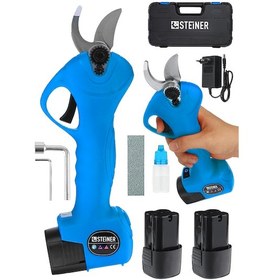 Resim Steiner 128 Vf 10 Ah Kömürsüz Motor Akülü Bağ Makası Çantalı Mavi 