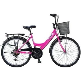 Resim Ümit 2608 Safıro Sepetli Kadın Şehir Bisikleti 26 Jant 21 Vites Mürdüm 