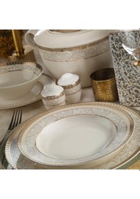 Resim Kütahya Porselen Bone Kalıpso 12 Kişilik 62 Parça Yuvarlak Yemek 