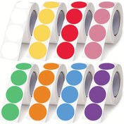 Resim 500 Sticker/Rol Renkli Nokta Stickers Yuvarlak Renk Kodlama Etiketleri 8 Renk Içeren Parlak Sarı, Yeşil, Kırmızı, Pembe, Turuncu, Mavi ve vb. Stil Renk Kodlama Etiket Stickers Çoklu Fonksiyonlar Ofis Öğrencileri Sınıf vb. için Uygun PVC Kendinden Yapışkan Olmayan Kuruyan 