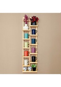 Resim Ahşap Dekoratif 10 Raflı Kupalık Kahve Fincanı Ve Bardak Standı 