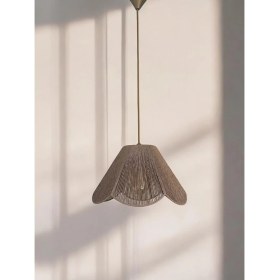 Resim Hasır El Yapımı Bohem Çiçek Şekilli Rustik Avize Salon Bebek Çocuk Odası Yatak Odası Avize 