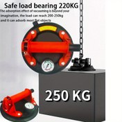 Resim Endüstriyel Sınıf 8 İnç El Pompası Vakum Emme Kupası Kaldırıcı Cam/Fayans/Granit için Metal Sap ve Basınç Göstergesi ile, Rüzgar Camı Değişimi için Kauçuk Manuel Kaldırma Aracı, 250KG Yük Kapasitesi - 1 Paket/2 Paket 