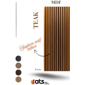 Resim Ats Yapı Akustik Teak Mdf Tabanlı Dekoratif Duvar Paneli 24x280 Cm 8 Mm Kalınlık Teak 