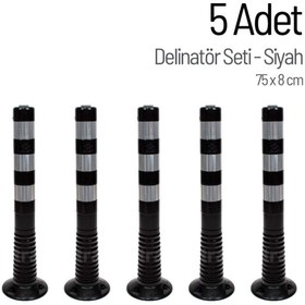 Resim İleri Trafik Delinatör 75 x 8 cm Siyah 5 Adet, Esnek Duba 
