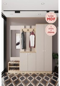 Resim Evora-17 188 Cm Lüks, Mdf Vestiyer Portmanto Dolabı. Vizon 