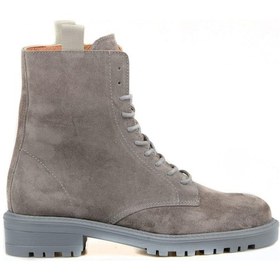 Resim Süet Gri Deri Kadın Asker Botu Gri 