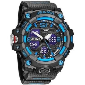 Resim Bosphorusboutique02 Smael 8008 Doğa Sporları Su Geçirmez Erkek Saati, Siyah Mavi Çok Renkli, 50m Su Korumalı, Led Işıklı, , 56mm Çok Renkli 